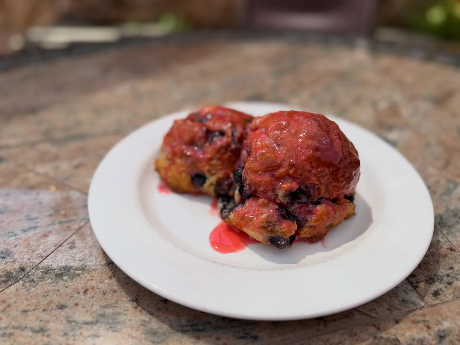 Red, White and Blueberry Biscuits with powdered sugar